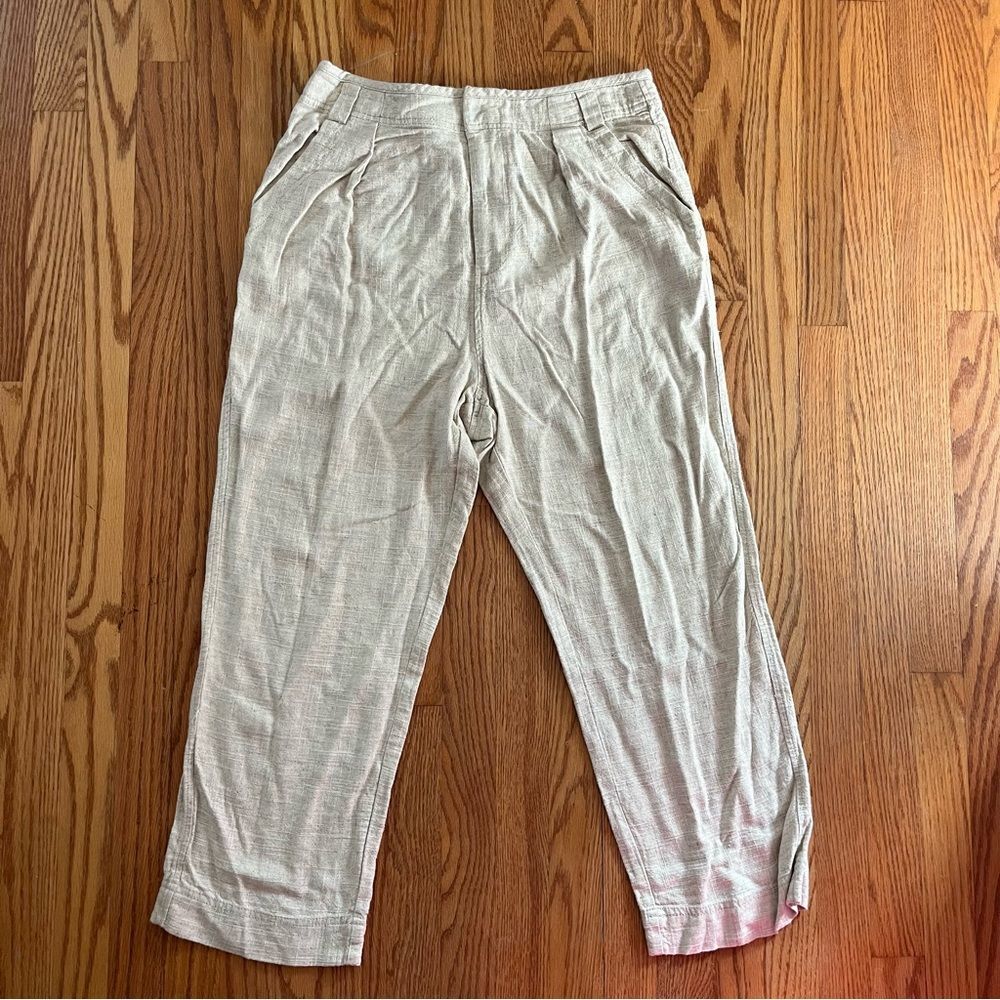 Free People High Waisted Cropped Linen Blend Pants Size 12